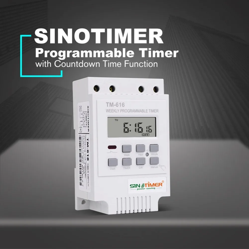 SINOTIMER TM616W-2 30A 220 в электронный Еженедельный программируемый цифровой таймер реле управление таймер Din рейка крепление