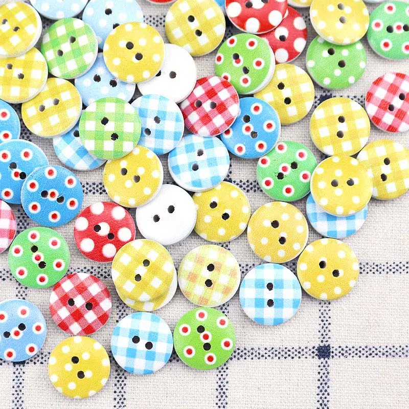 

Round 50Pcs 2 Holes Mixed Dot Painted Wooden Buttons for Needlework Craft Sewing DIY Clothes Dolls Crafts Garment Accessories