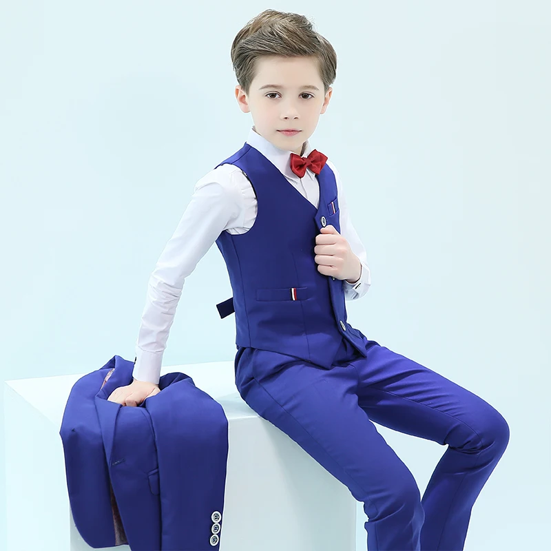 

Children's blue boy suit suit dress boys tuxedo flower girl wedding formal dress boy suits forma small host suit