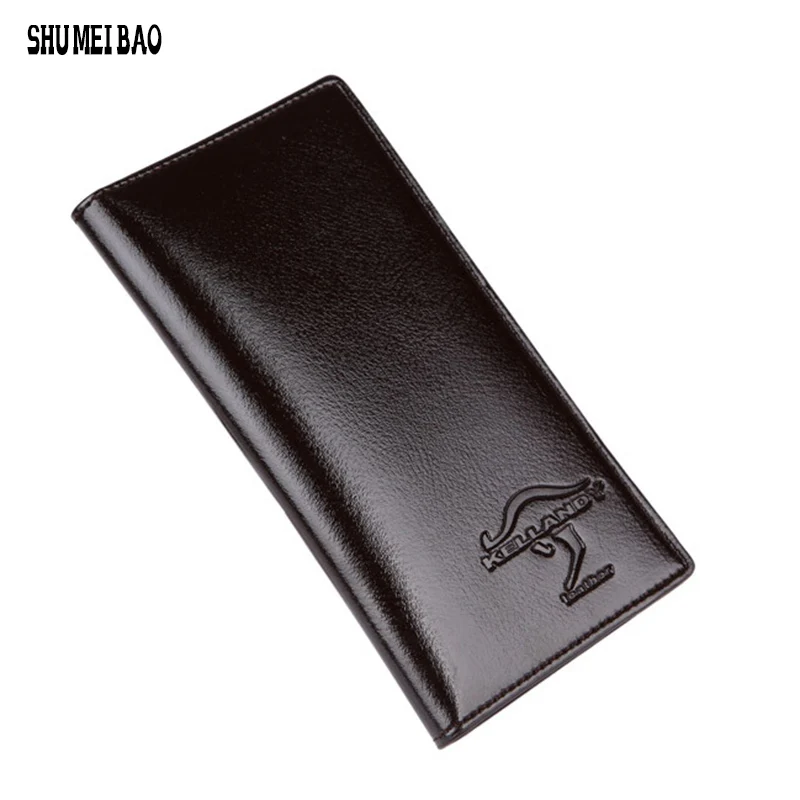 Hot sale! 2016 Famous brand men's Patent Leather long Wallet money handbag, Soft cow leather Ultra-thin coin bag purse
