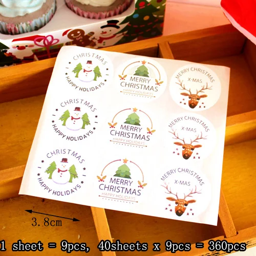 360pcs Paper Sticker Merry Christmas Snowman Round Paper Sticker Christmas Seal Sticker Happy Holidays Seal Sticker Xmas Favors - Color: Merry Christmas