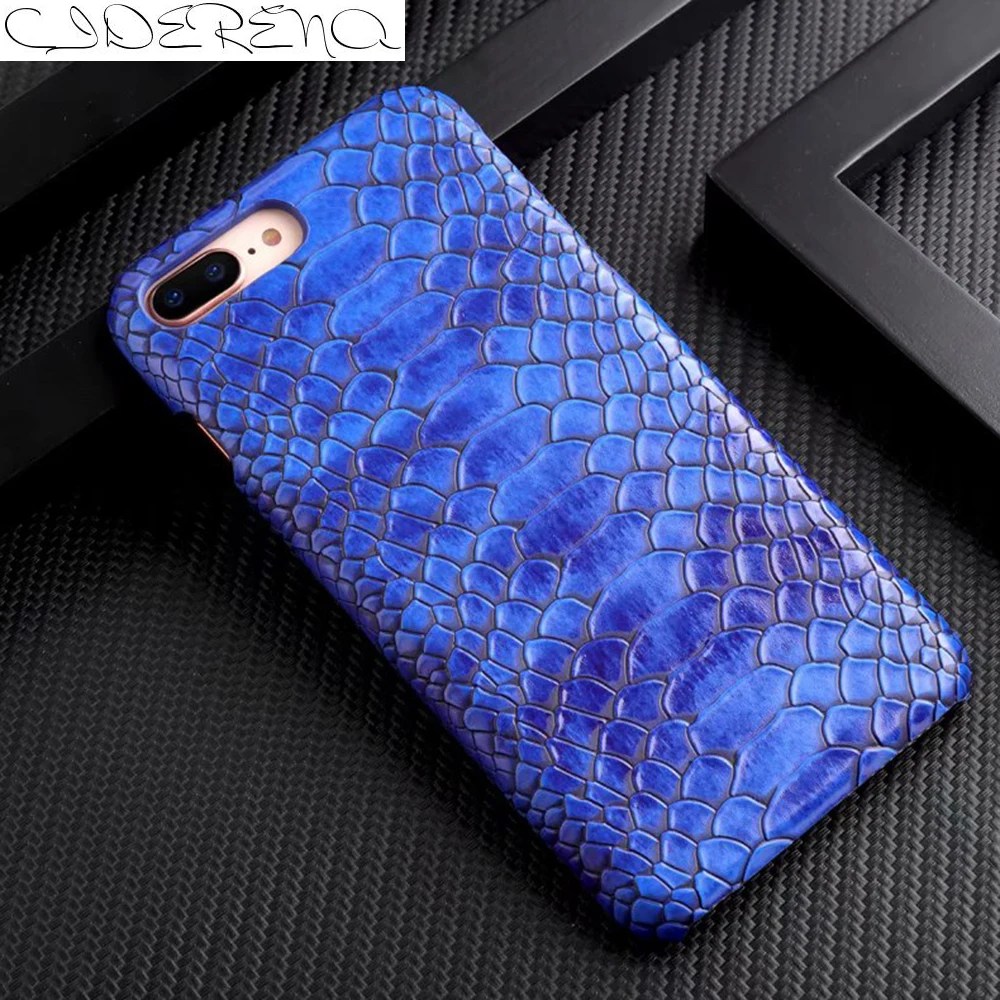 

CIDERENA Phone Case for iPhone 8 Plus 7plus 1 Pc/lot Plain Snake Grain PU leather+PC Simple Half-wrapped Mobile Back Shell