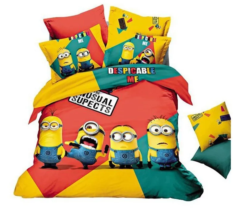 Minion Bed Bedding Sets King Queen Size Cartoon For Kids Bedspread Minion Bed Bedding Sets King Queen Size Cartoon For Kids Bedspread Duvet Cover Bedsheet Sheets Bedroom Quilt Linen Bedclothes 10 In From Home