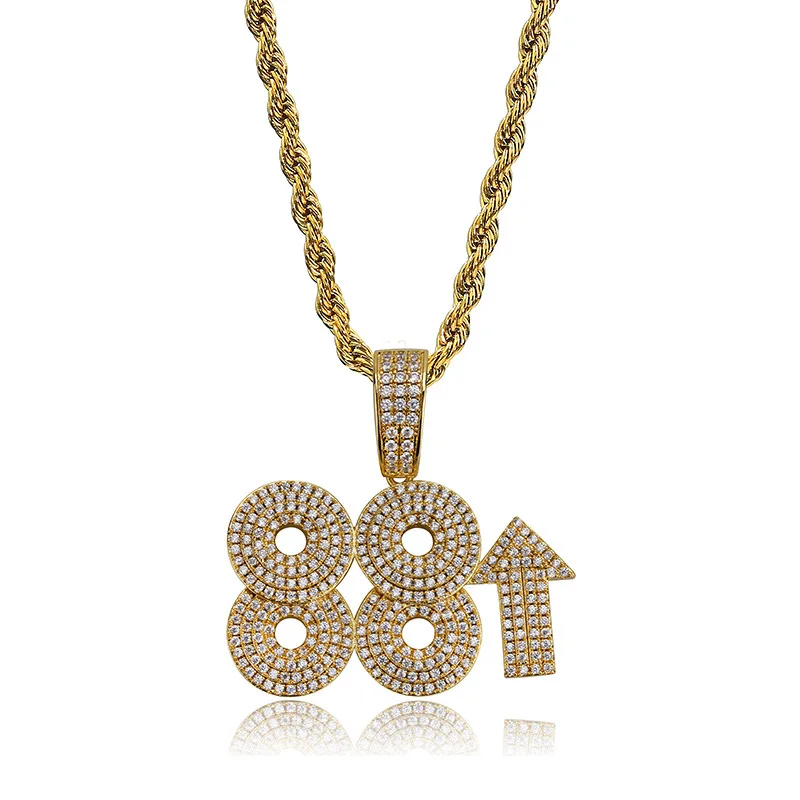 

Custom wholesale hip hop popular mens necklaces charms 88rising Rich Chigga necklace drop shipping APK3129