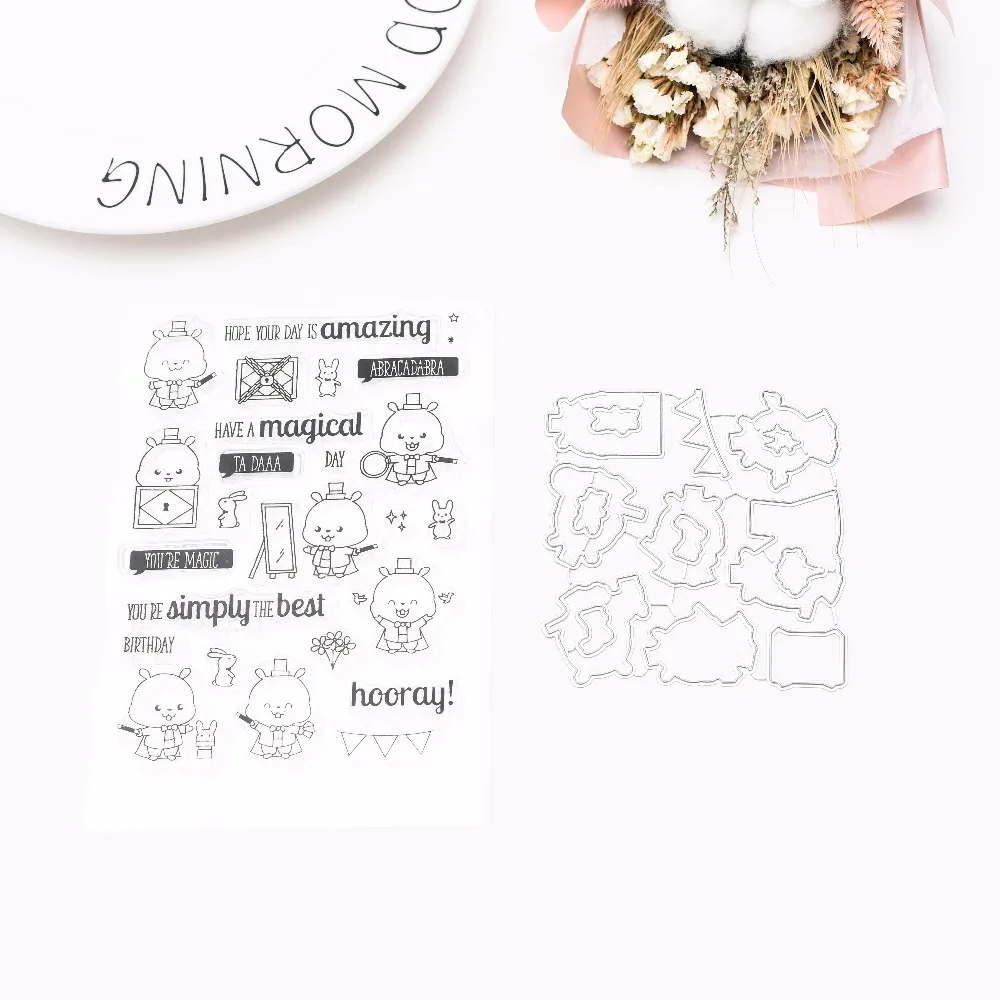 

SP Mouse Metal Cutting Dies and Clear Rubber Stamp Set Mouse Stamp with Dies for Card Making Scrapbooking Decoration