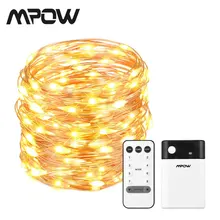 MPOW 100 светодиодный Сказочный светильник s 33ft с дистанционным управлением, декоративный светильник из медной проволоки с батарейным отсеком Guirlande Lumineuse Exterieur