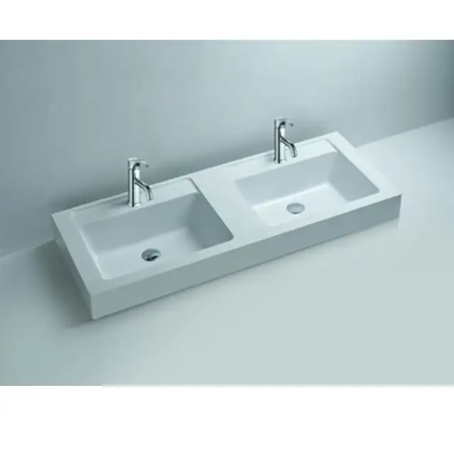 Rectangular Matt Solid Surface Stone Counter Top Wash Sink