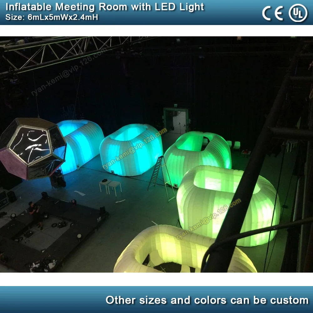 6x5m portable inflatable meeting room LED lighted inflatable office pod small inflatable tent booth inflatable party events