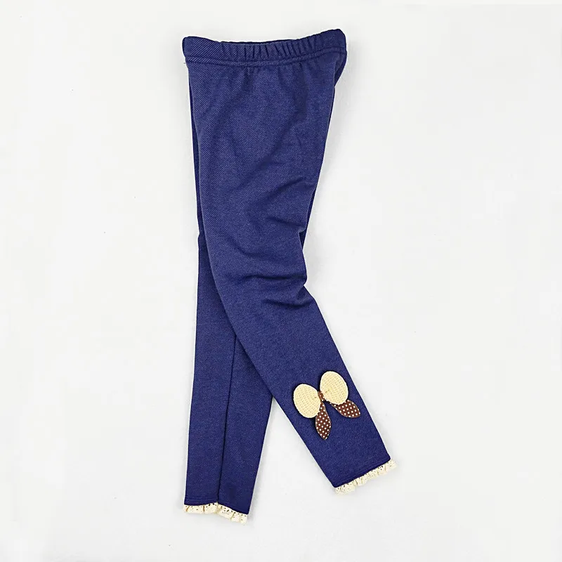 Теплые плотные леггинсы с бантом для девочек на осень и зиму детские штаны детские джинсовые штаны