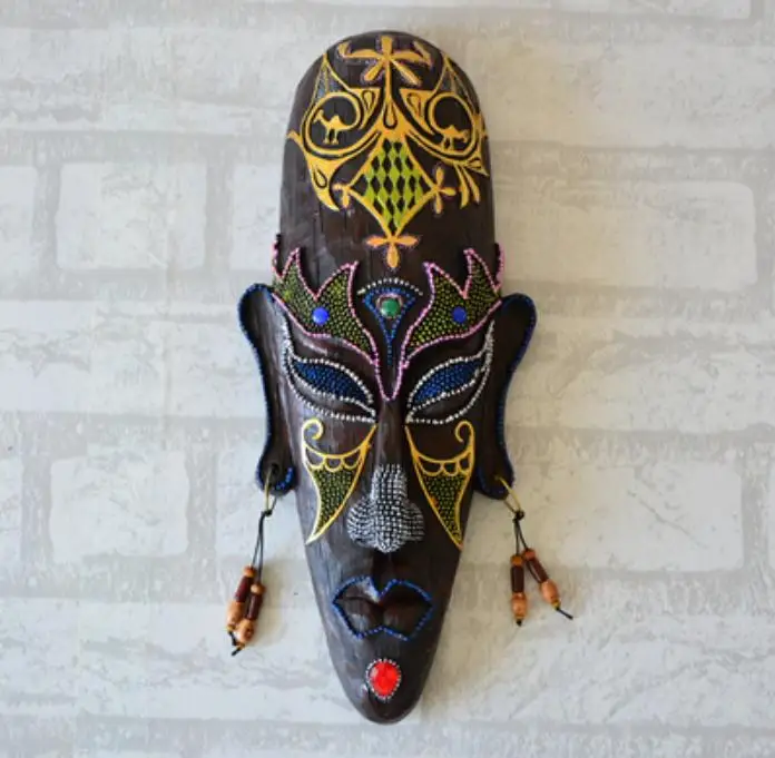 Африканская маска, настенные гобелены, средние креативные персонализированные настенные фрески, домашний бар, входные декоративные аксессуары, подвеска из смолы - Цвет: D