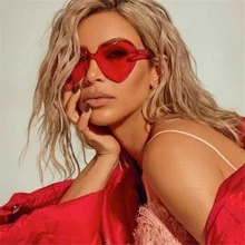 KUJUNY бренд любовь сердце женские солнцезащитные очки Лолита без оправы прозрачные солнцезащитные очки прозрачный оттенок старинные очки в форме сердца