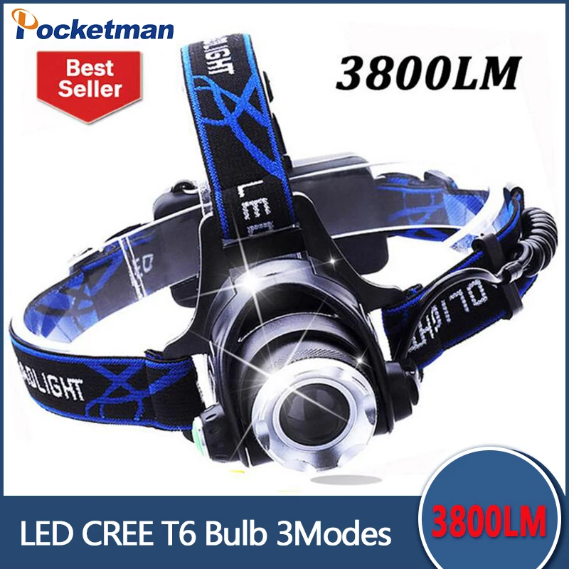 3800LM Headlight CREE T6 LED Head Lamp Headlamp Linterna font b Torch b font LED font