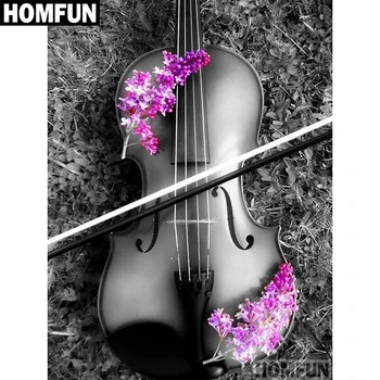 

HOMFUN Full Square/Round Drill 5D DIY Diamond Painting "Violin Flowers" 3D Embroidery Cross Stitch 5D Home Decor Gift A00676
