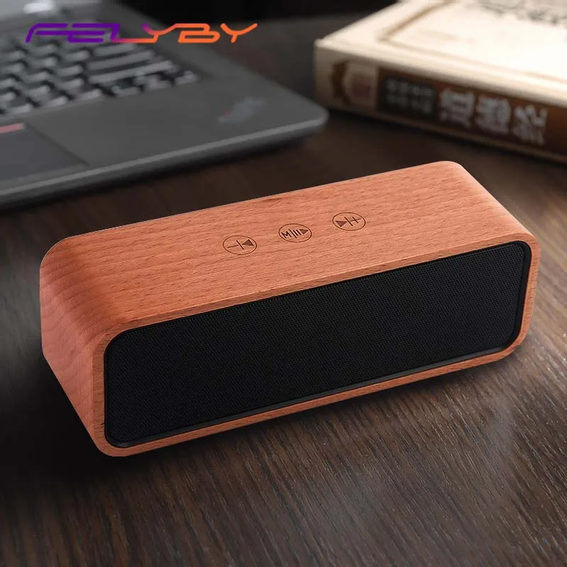FELYBY S18 зеленый бамбук одноцветное деревянная колонка с Bluetooth объемного Динамик Bluetooth аудио Touch - Цвет: Коричневый