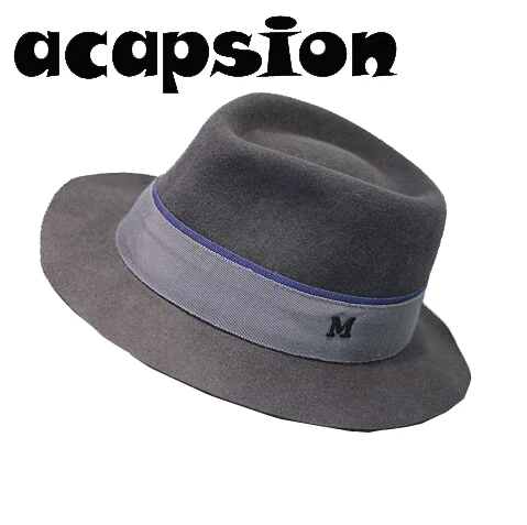 А Кепки Сьон Роскошные Письмо M шерстяной джазовый Fedora шапка шерстяная серая короткий край ковбой Кепка Панама бейсболка с меховым
