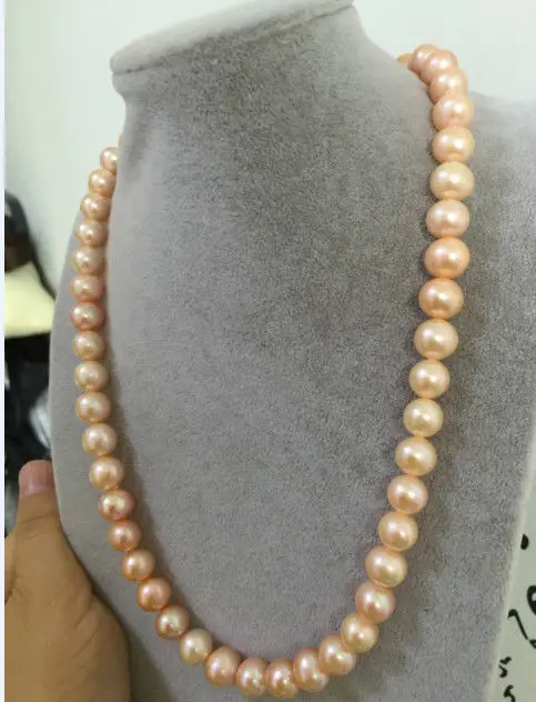 

elegant 9-10mm south sea gold pink pearl necklaces20inch 925 silver