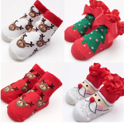 Детские Рождественские детские носки для мальчиков и девочек Лидер продаж, носки с Санта-Клаусом для новорожденных Новинка года, модные высококачественные рождественские подарочные носки