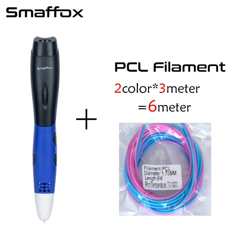 Smaffox 3D ручка со встроенным аккумулятором, 5V 2A USB адаптер переменного тока, низкая температура 3D Печатающая ручка, безопасная для детей «Человек-паук», творческий образование подарок - Цвет: blue standard