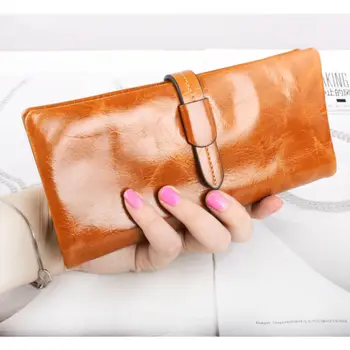 

Women Wallet Genuine Leather Clutch Wallet Fashion Long Purses Card Holder Luxury Designer Trifold Female Zipper Purse Money Bag