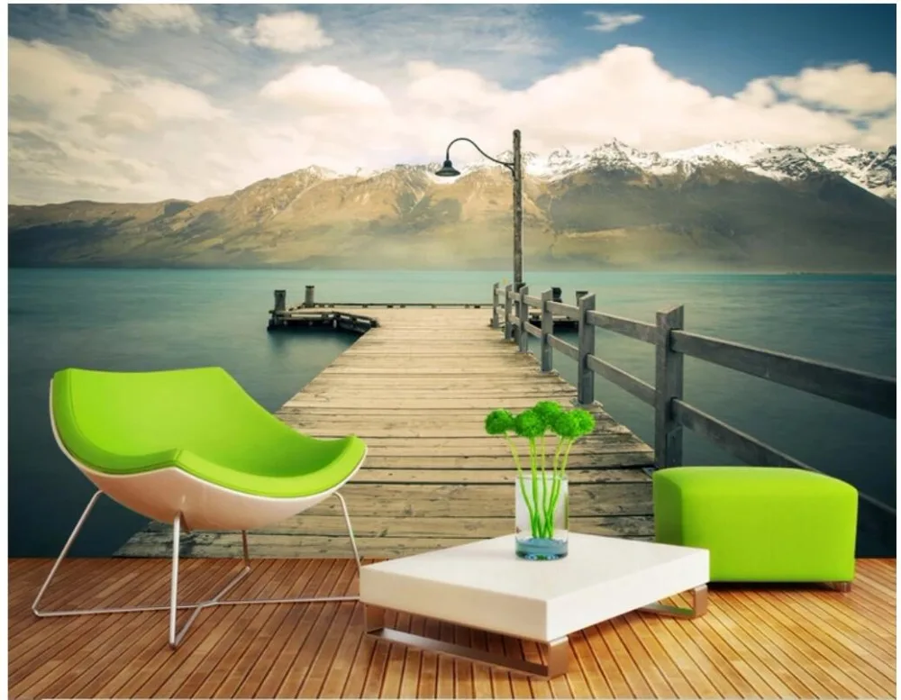 

Custom photo 3d wallpaper Maldives seaside wooden bridge landscape living room home decor 3d wall murals wallpaper for walls 3 d