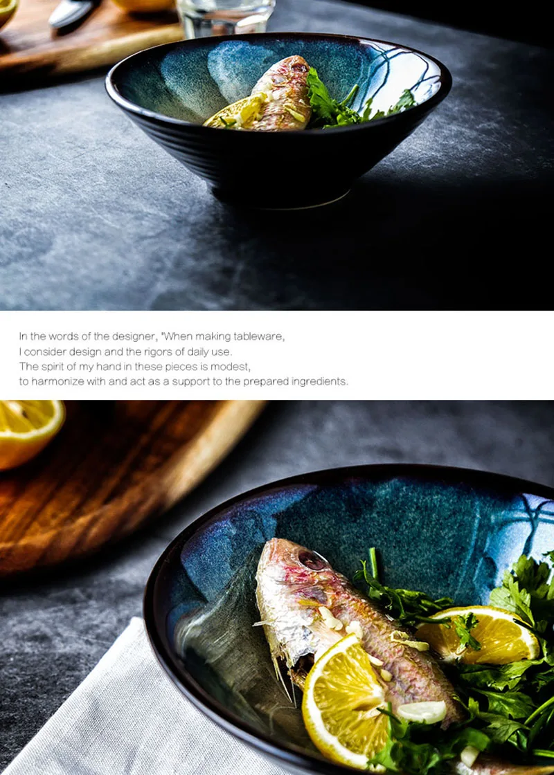 Японская миска для лапши, бытовая чаша ramen, подглазурная цветная посуда, миска для салата, супа, большой набор чаш быстрого приготовления