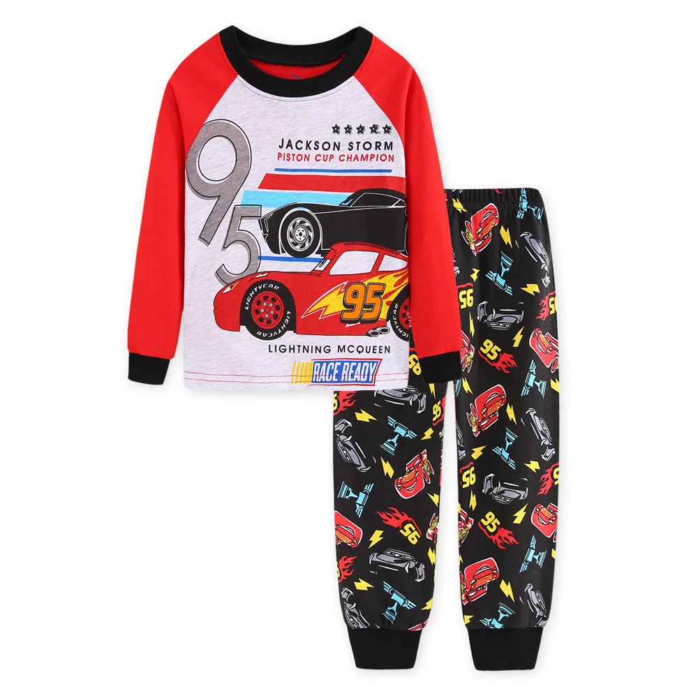 Пижамный комплект mcqueen для мальчиков, 95, детская одежда для сна с мультяшными машинами милые домашние пижамы для девочек Детский комплект, хлопковые пижамы для девочек, размер От 2 до 7 лет