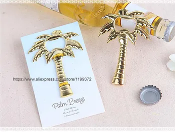 

50pcs Gold Golden Palm Breeze Chrome Palm Tree Bottle Can Opener Openers wedding Party Baby shower favor gift Favors