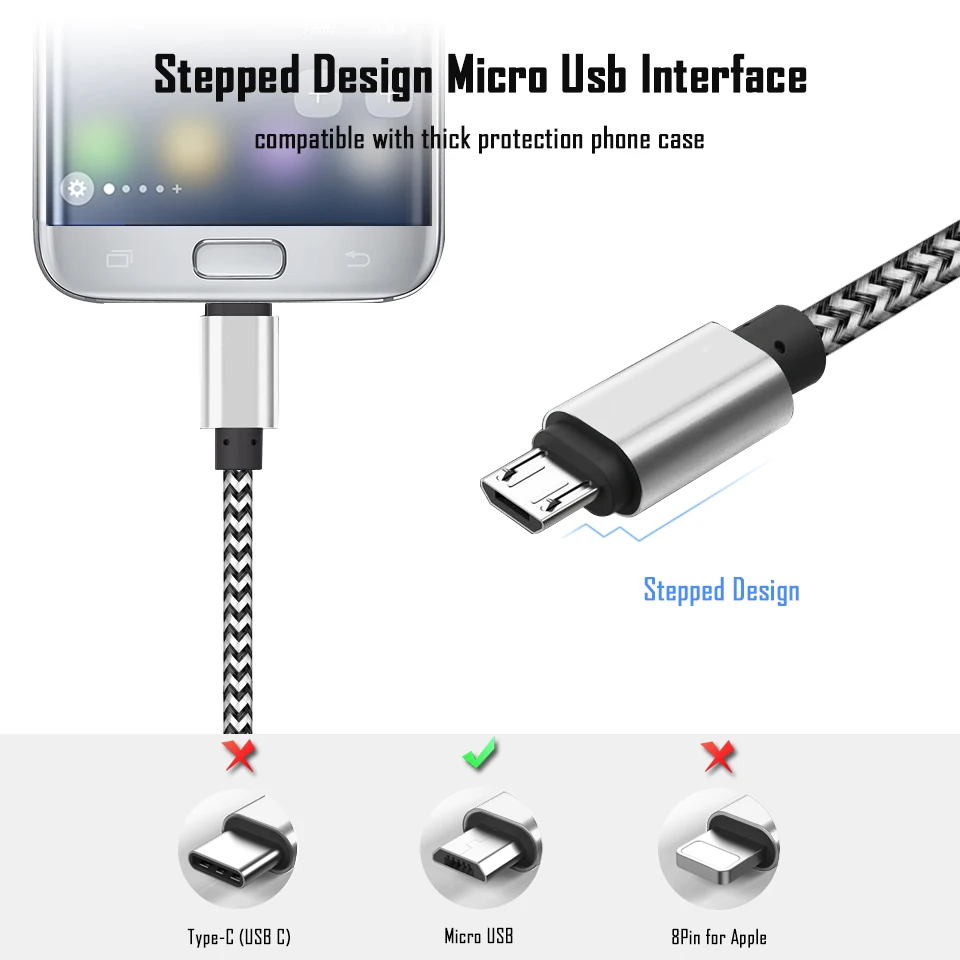 Зарядный кабель Micro USB для Samsung Galaxy J3/J5/J7 2016/2017 A6/A8 2018 короткий мобильный телефон
