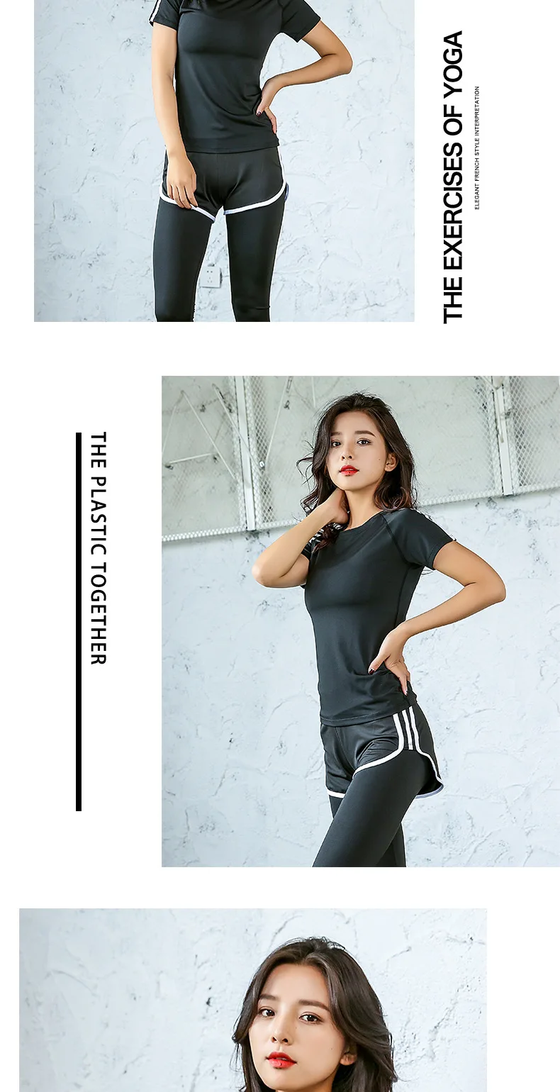 Женский комплект для йоги, гимнастический комплект, женская спортивная одежда, быстросохнущая одежда для фитнеса для женщин, рубашка+ брюки для бега, для тренировок, спортивный костюм размера плюс