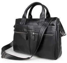 Quality Classic Vintage Genuine Cow Leather Men’s Black / Coffee Briefcase Portfolio Handbag Laptop Bag Messenger Bags #MD-J7122