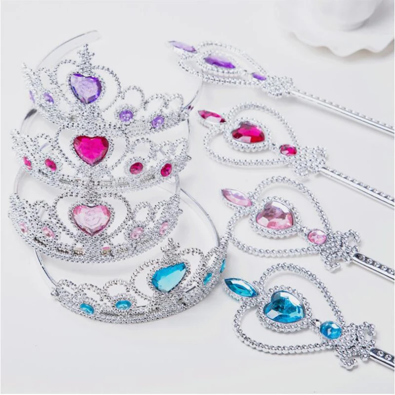 

New Fashion Party Girls Princess Tiara Elsa Accessories Children 2019 Crowns Elsa Magic Wands girl Christmas Party Gift festival