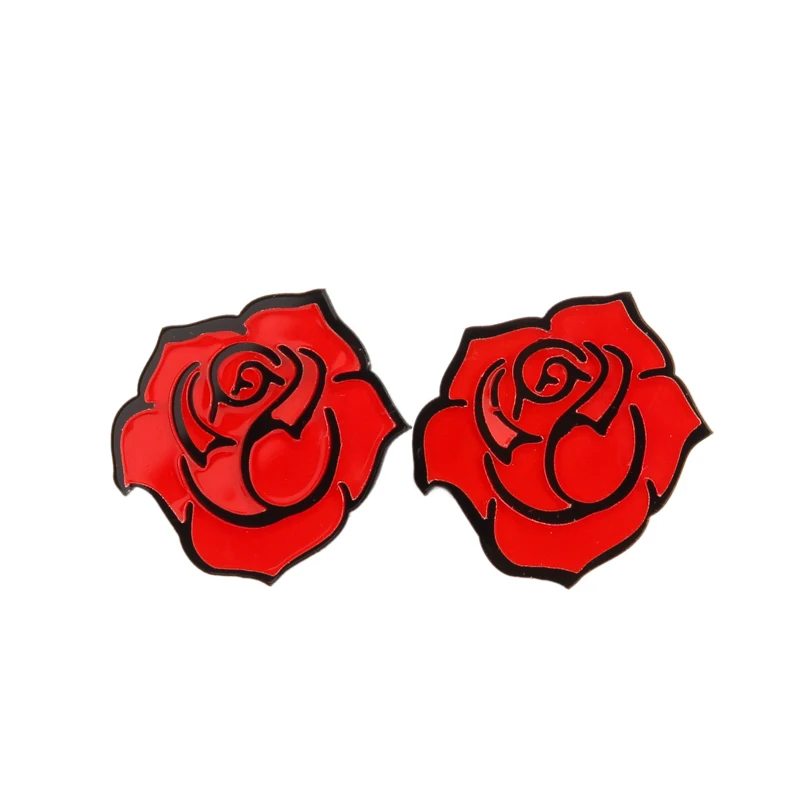 

Acrylic Hip Hop Jewelry Women Red Rose Flower Earrings