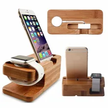 2-в-1 настоящий бамбуковый деревянный Настольный стенд для iPad планшет кронштейн док-держатель Зарядное устройство для iPhone зарядки док-станция для Apple Watch