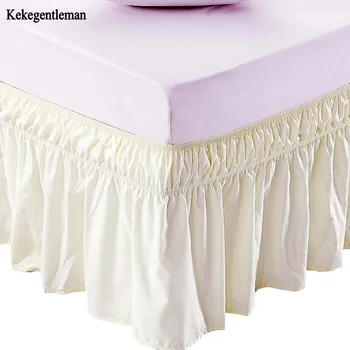 

Hotel Full Bed Skirt Beige Bed Shirts without Surface Elastic Band Single Queen King Easy On/Easy Off Bed skirt