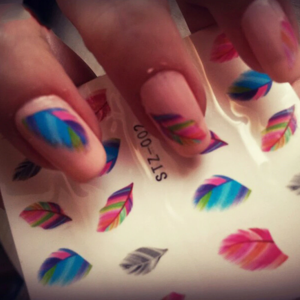 

1 sheet Fashion Nail Tips Style Feather Nail Art Water Transfer Sticker Decal Sticker DIY Nail Art Decoration for Nails BEST02