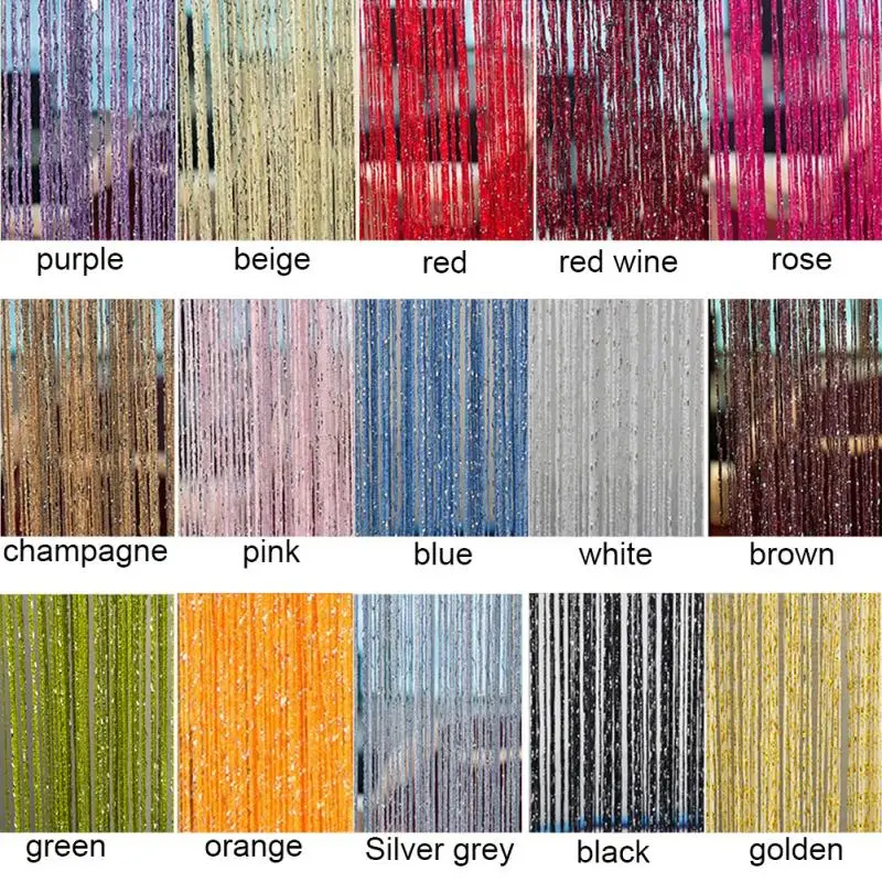 200x100cm Flash Line Tassel Door Curtain Room Divider Valance Home Decoration