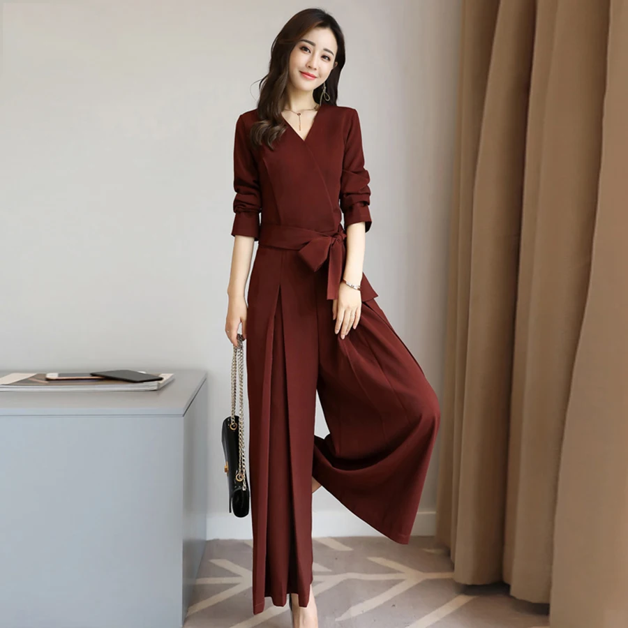 Wine Red Bandage Jumpsuit womanBlack Spandex Long Sleeve Bodies Woman Sexy Roupa Feminina Kombi Elegant Rompers Womens 70Q001
