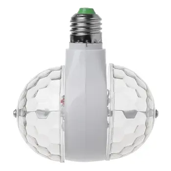 

New E27 RGB LED Stage Light Laser Projector Lamp Double-head Two-way Auto Rotating Bulb