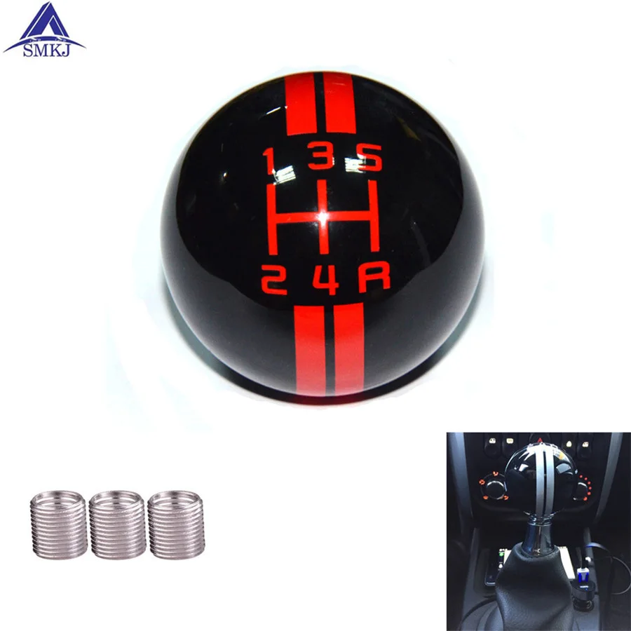 Car Styling Round Ball Rally Stripe Shift Knob with 5 Speed Shift