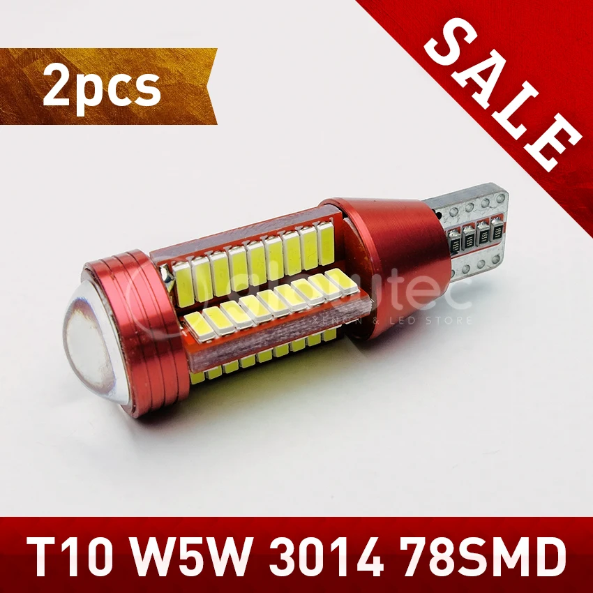 

2 шт., автомобисветильник светодиодные лампы T10 W5W 3014 78SMD