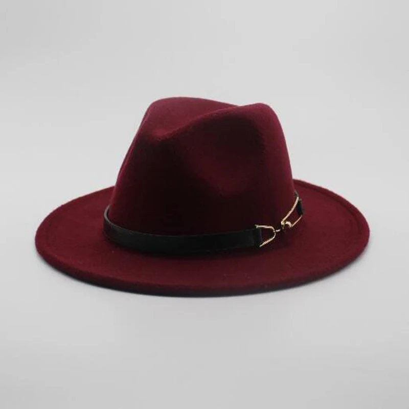Мода широкими полями осенние женские модные Top Hat Джаз шапка зимняя шляпа федора