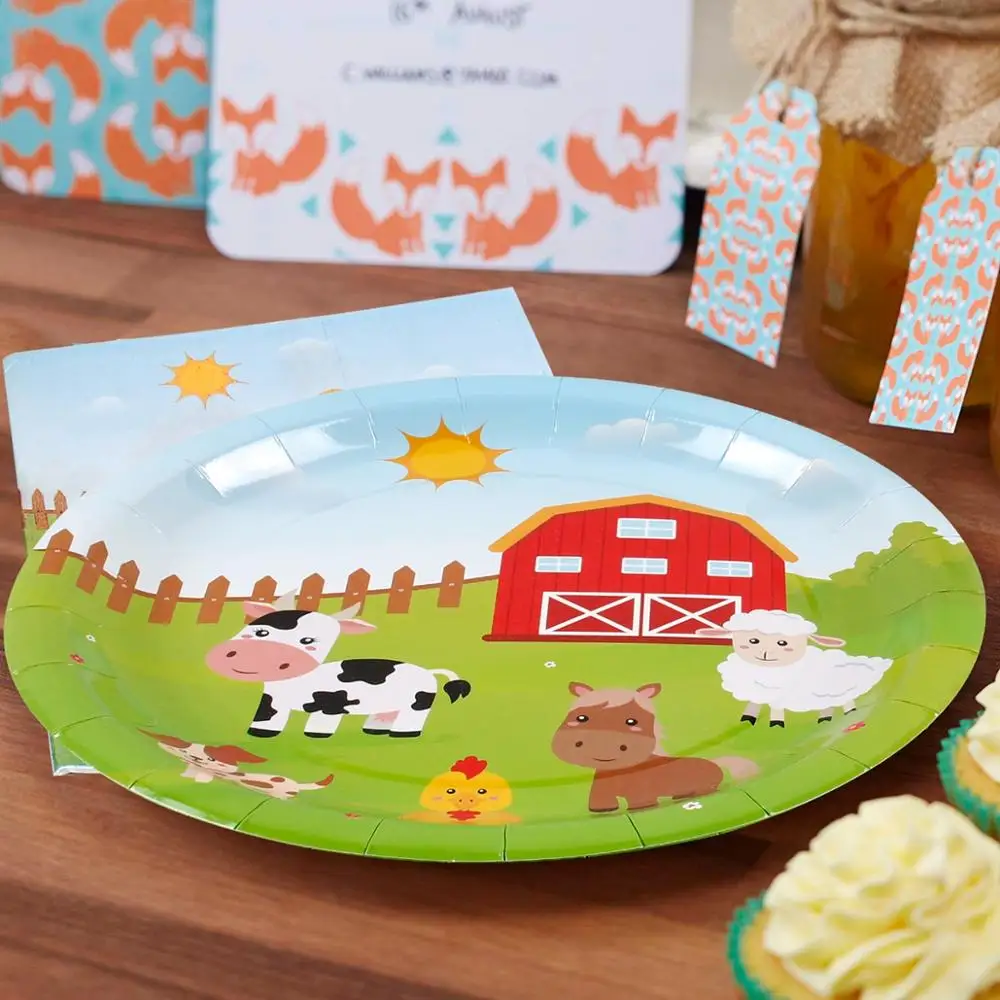 FENGRISE Farm Animal Birthday Party Supplies Safari Party Paper Napkins Jungle Birthday Disposable Tableware Jungle Party Plate