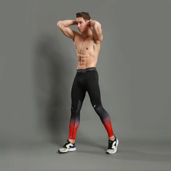 Обтягивающие спортивные штаны для мужчин, компрессионные штаны, мужские модные леггинсы, Мужские штаны для бега, Мужские штаны для фитнеса, эластичные брюки Супермена - Цвет: Красный