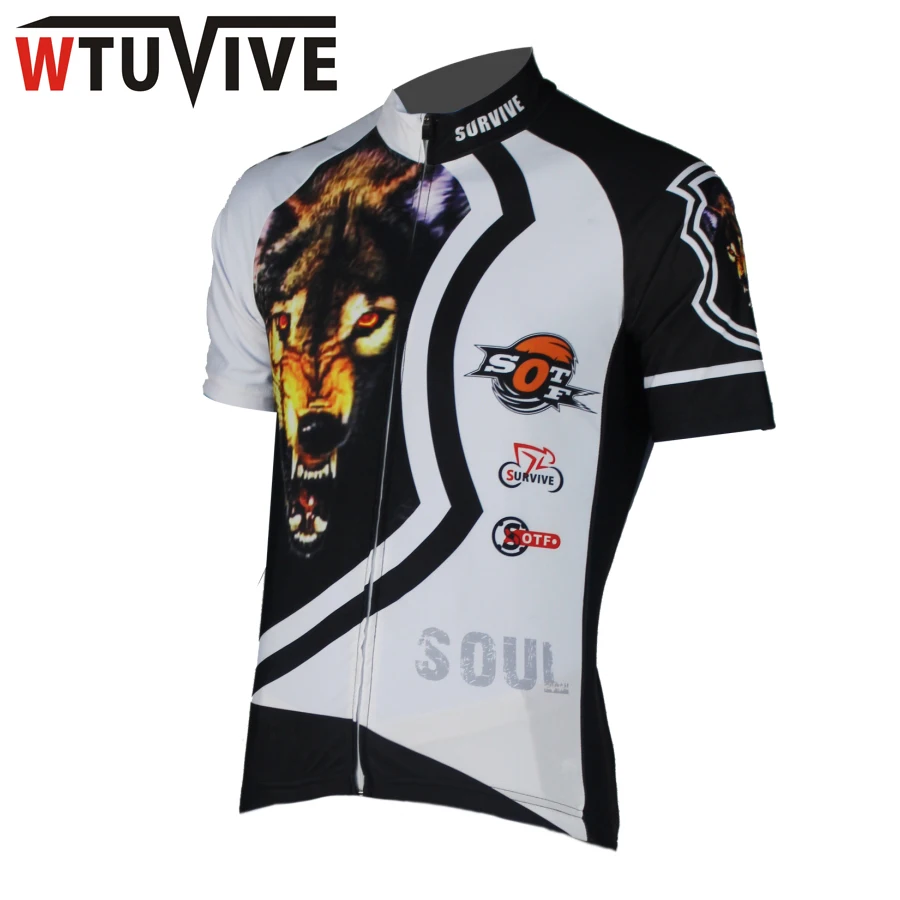 SURVIVE 2016 New Wolf printing men's short sleeved cycling jerseys