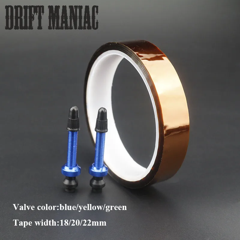

40mm MTB Road Bike No Tubes Tubeless Presta Aluminum Valves 1 Pair With Tubeless Tape 18/20/22mm 3 Colors