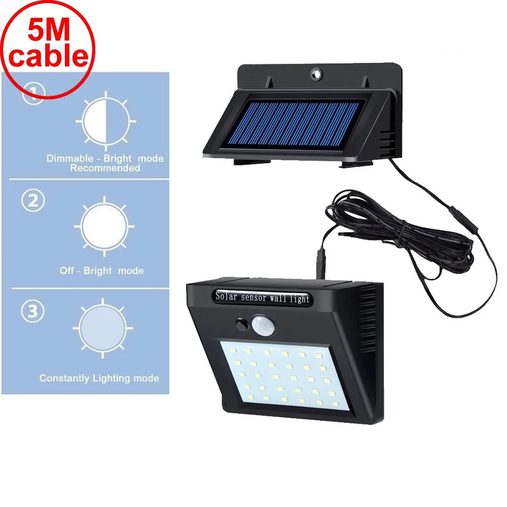 

30 led 500lm solar light split mount pIR motion 3 sensor 2019 Path Lights New Sola I street wall indoor lamp bulb strings for p
