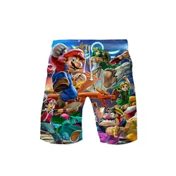 2019 Новый 3D супер Smash Bros. Ultimate Лето Для мужчин стиль для отдыха Шорты брелок для ключей в стиле ретро для отдыха Пляжные шорты
