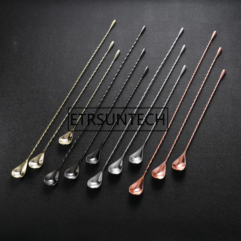 

30cm 40cm 50cm Stainless Steel Mixing Cocktail Spoon Spiral Pattern Bar Teadrop Spoon Stir Spoon Bar Tool Bartender Tools