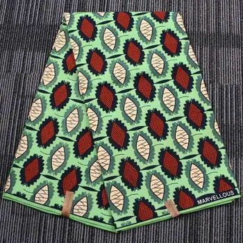 

Green Ankara Nigerian Printed Wax Fabric Polyester African Batik Cloth Fabric For Dress Suit 6Yards
