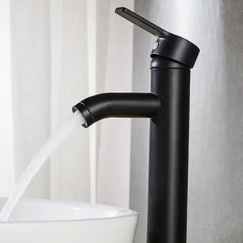 Mayitr Stainless Steel Faucets Bathroom Basin Sink Mixer Tap Single Handle Single Hole Black Cold/Hot Kitchen Bath Faucet